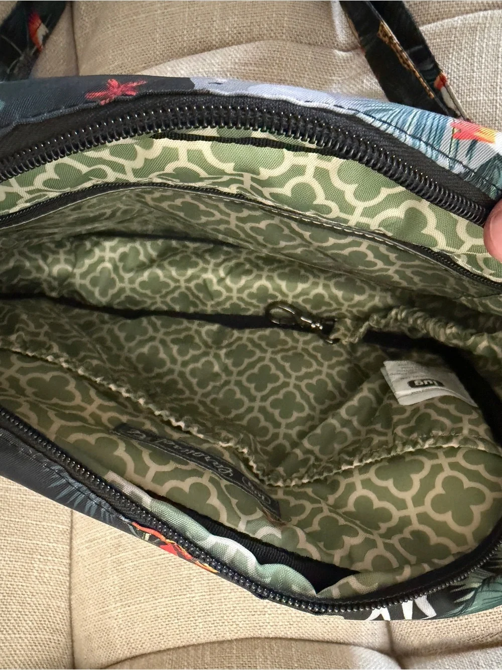 lug Quilted Crossbody Bag in Black with Teal, Mint & Orange Accents